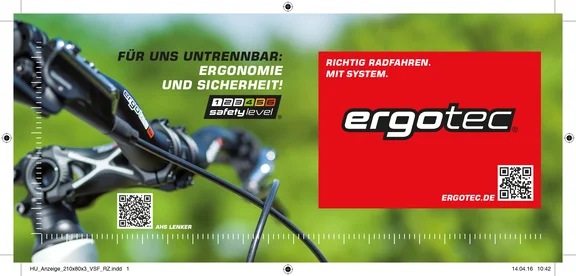 Werbung von einem Fahrradlenker, rechts ein Bild links Logo und Text