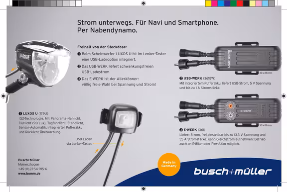 Werbung mit Bildern und Beschreibung von Nabendynamo