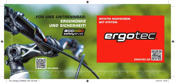 Werbung von einem Fahrradlenker, rechts ein Bild links Logo und Text