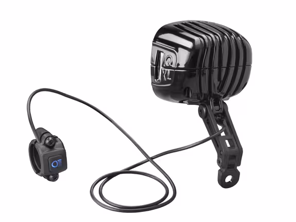 schwarze Fahrradlampe mit Schalter